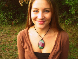 Ruby Zoisite Stone Necklace, Boho Gemstone Necklace