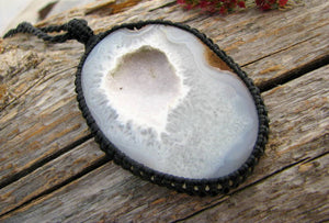 Agate Druzy Macrame Necklace | Gifts for Her.