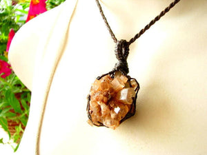 Aragonite Necklace, Macrame crystal jewelry