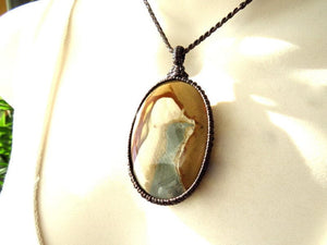 Polychrome Jasper Gemstone Necklace, Stone pendant
