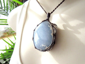 Angelite Crystal Healing Necklace.