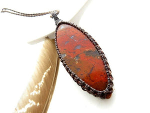 Red Plume Agate pendant, Root Chakra necklace, Moss Agate necklace