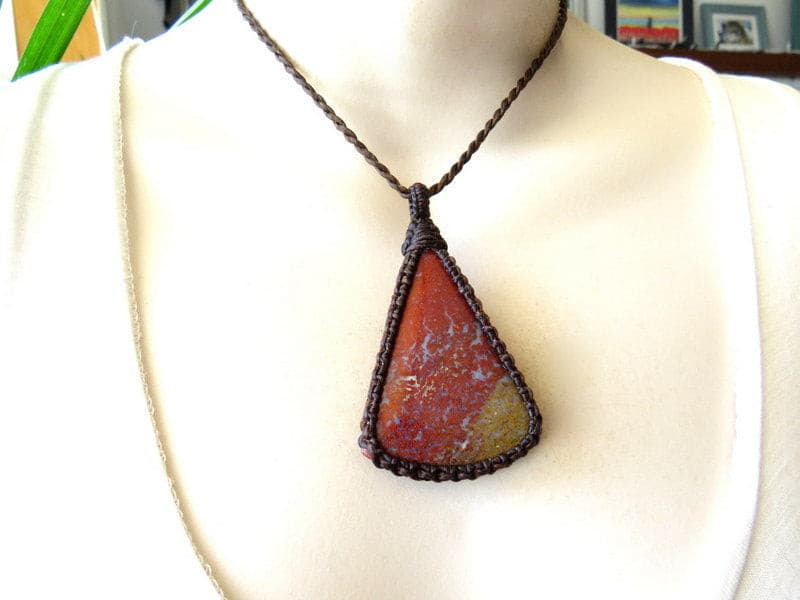 Red Agate stone, pendant necklace