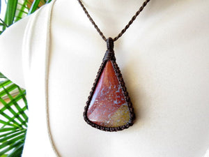 Red Agate stone, pendant necklace