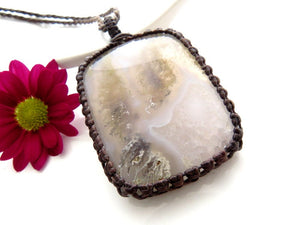 Moss Agate Stone Pendant Necklace