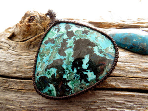 Blue Azurite Healing Stone Womens Necklace.