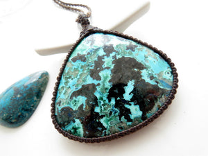 Blue Azurite Healing Stone Womens Necklace.