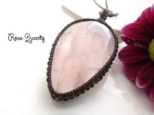 Rose Quartz gemstone necklace | boho jewelry | Earth Aura Creations