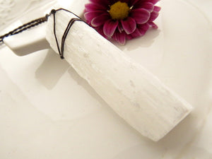 Selenite Crystal Healing Necklace, Angel Necklace