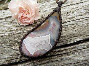 Rare Cherry Blossom Agate Crystal Necklace