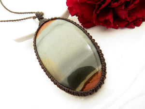 Polychrome Jasper Necklace, Jasper pendant, Father's day gift ideas