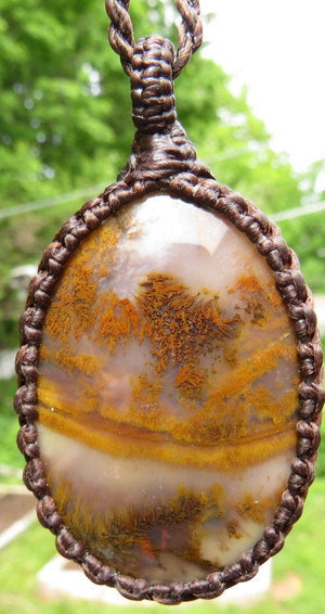 Rare Nipomo Sagenite Agate macrame necklace