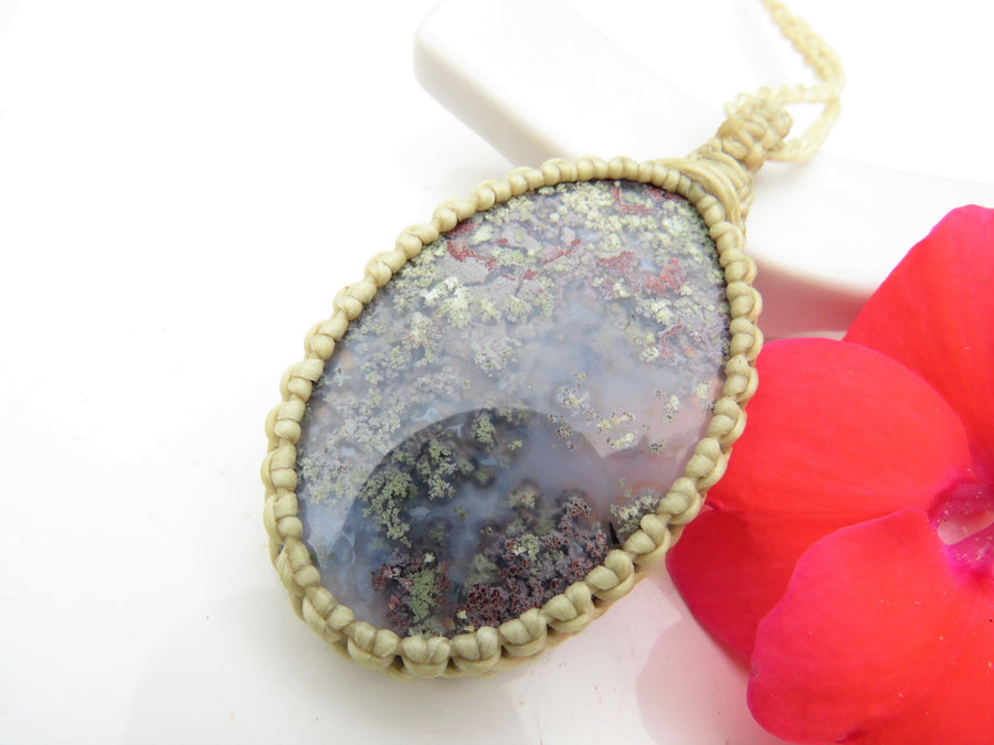 Moss Agate Oval Stone Necklace