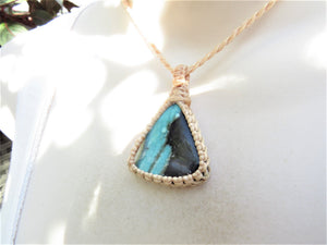 Rare Blue Petrified Wood Gemstone Necklace