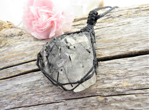Tourmalated quartz necklace | healing crystal necklace