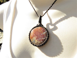Round shaped, dainty Jasper gemstone necklace, jasper macrame necklace, orange and red jasper