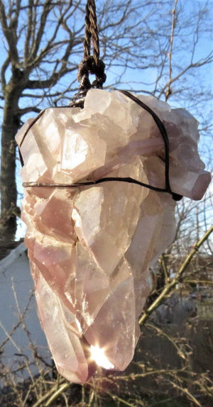 Large Lithium Quartz Crystal Necklace, Rare gemstone jewelry