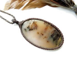 Russian Dendrite Agate Necklace / Agate Jewelry / Mom gifts / Grandmother gift / Macrame necklace / Healing gemstone jewelry / free shipping