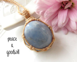 Angelite necklace, Chakra necklace, Angelite jewelry, Throat chakra necklace.