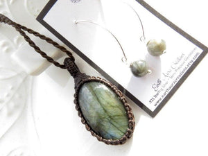 labradorite earring and necklace set, jewelry set, gift ideas for her