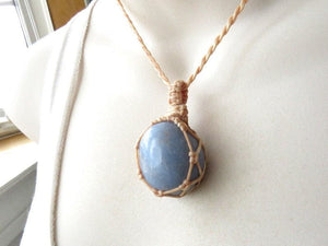 Angelite necklace, Chakra necklace, Angelite jewelry, Throat chakra necklace.