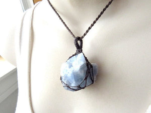 Blue Calcite Healing Stone Necklace.
