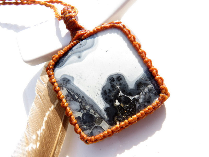 Rare Maligano Jasper stone pendant necklace