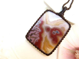 Rare Turkish Agate pendant necklace, macrame necklace, rare agate jewelry, pseudomorph agate, statement necklace, everyday necklace,