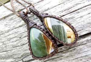 Polychrome Jasper necklace set, soulmate gift, soulsister gift, soulfriend gift, layering necklace, green jasper, polychrome pendant
