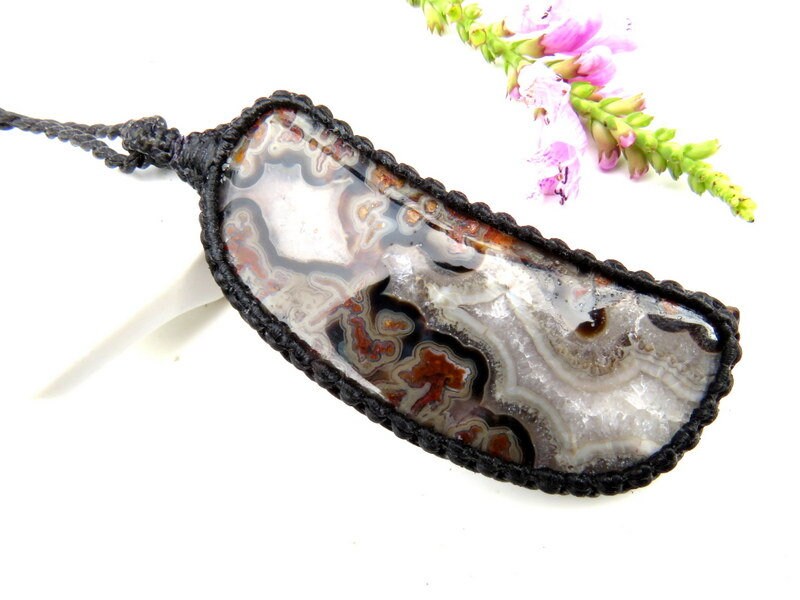 Macrame necklace, Turkish Agate Necklace / Agate Necklace / Macrame necklace / Healing crystals and stone / earth aura creations