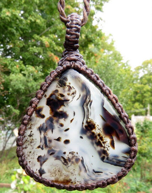 Montana Agate macrame necklace, montana agate jewelry, agate pendant, christmas gift ideas, for her, macrame jewelry, earth aura creations