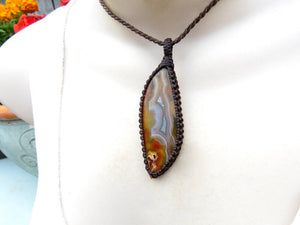 Turkish Agate macrame necklace, macrame jewelry, agate jewelry, rare agates, agate pendant, unique gift ideas, for mom, gifts for dad