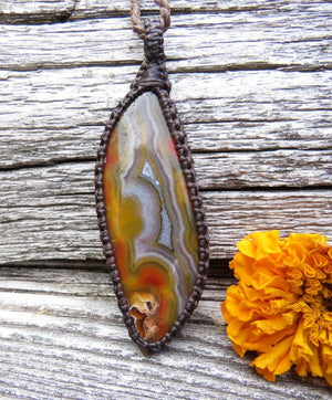 Turkish Agate macrame necklace, macrame jewelry, agate jewelry, rare agates, agate pendant, unique gift ideas, for mom, gifts for dad