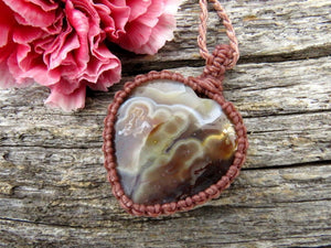 Valentine's day gift for her, Heart shape Moss Agate macrame pendant, Agate Necklace, Moss Agate necklace, Agate, Handmade jewelry