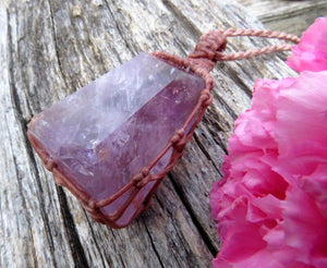 Valentine's day gifts for her, Amethyst Crystal Healing Necklace, Amethyst Healing, Amethyst meaning, Macrame jewelry, Earth Aura Creations