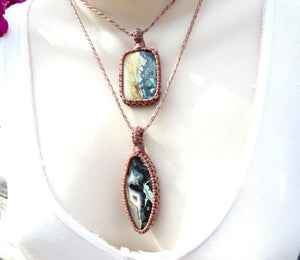 Jasper Macrame Necklace Set / Jasper necklace / Healing / Macrame necklace / Stacked necklace set / Layered necklace set / Macrame jewelry