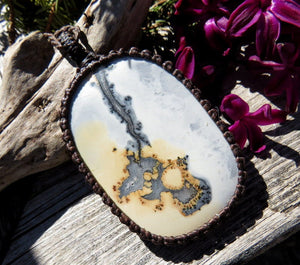 Maligano Jasper Necklace / Jasper necklace / Healing jewelry / hippy necklace / Abstract design / Macrame necklace / cabochon