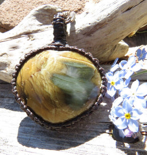 Polychrome Jasper Heart Necklace / Jasper jewelry / Heart shape stone / Healing jewelry / Macrame Jewelry/ Macrame necklace