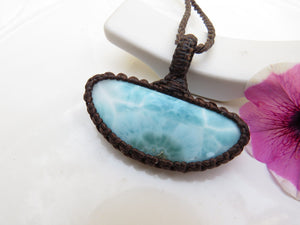 blue Larimar macrame necklace jewelry gifts for women larimar healing gemstone necklace macrame gemstone necklace larimar healing properties