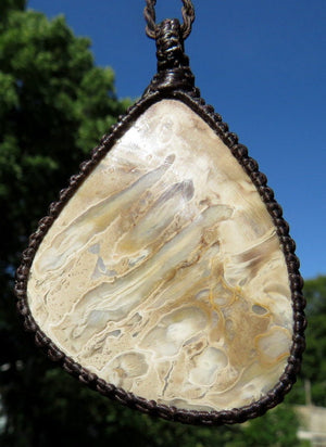 Fathers day gift, Petrified Palm Wood necklace / Macrame necklace / Petrified Wood jewelry / Unique jewelry / gemstone necklace