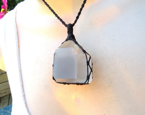 Crystal necklace, Gray Lithium Phantom Quartz necklace, macrame necklace, Healing crystal necklace, Quartz pendant, Crystal jewelry