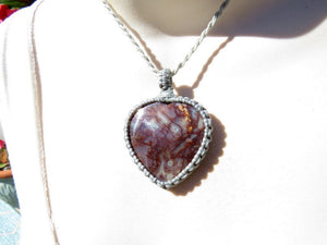 Moss Agate heart macrame necklace, Agate Necklace, Moss Agate necklace, Agate, Handmade jewelry, stone pendant, earth aura creations