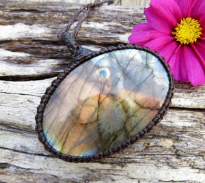Refresh and Recharge Labradorite macrame necklace, Labradorite Pendant, Labradorite Macrame, Labradorite Jewelry, Holiday Gift Ideas