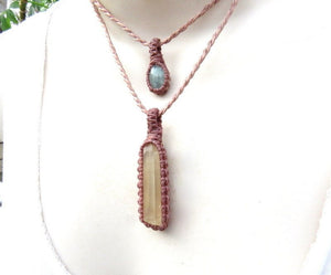 Aquamarine and Citrine crystal necklace set, Gift for wife