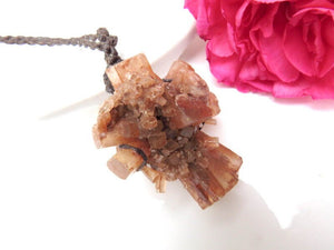 Aragonite crystal necklace, etsy crystals, etsy jewelry, etsy handmade, raw crystal necklace, etsy womens jewelry, macrame jewelry
