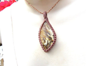 Rare Graveyard Plume Agate macrame necklace, Agate Necklace, Moss Agate necklace, Agate jewelry, rare agates, macrame jewelry