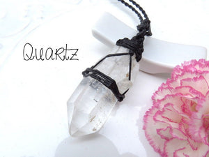 Quartz crystal point necklace, Macrame necklace, Gifts under 100, pendant necklaces, Wife Gift, Sister gift jewelry, Macrame jewelry