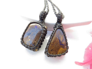 Boulder Opal necklace set, fathers day gift, boulder opal jewelry, australian opal, personal development crystals ,gift ideas for dad