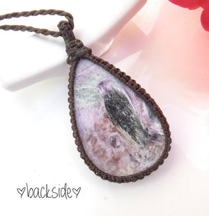 Charoite gemstone necklace / Luxury gifts / Spiritual jewelry / earthauracreations / macrame necklace / free shipping / earth aura creations