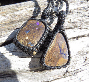 Boulder Opal necklace set, fathers day gift, boulder opal jewelry, australian opal, personal development crystals ,gift ideas for dad